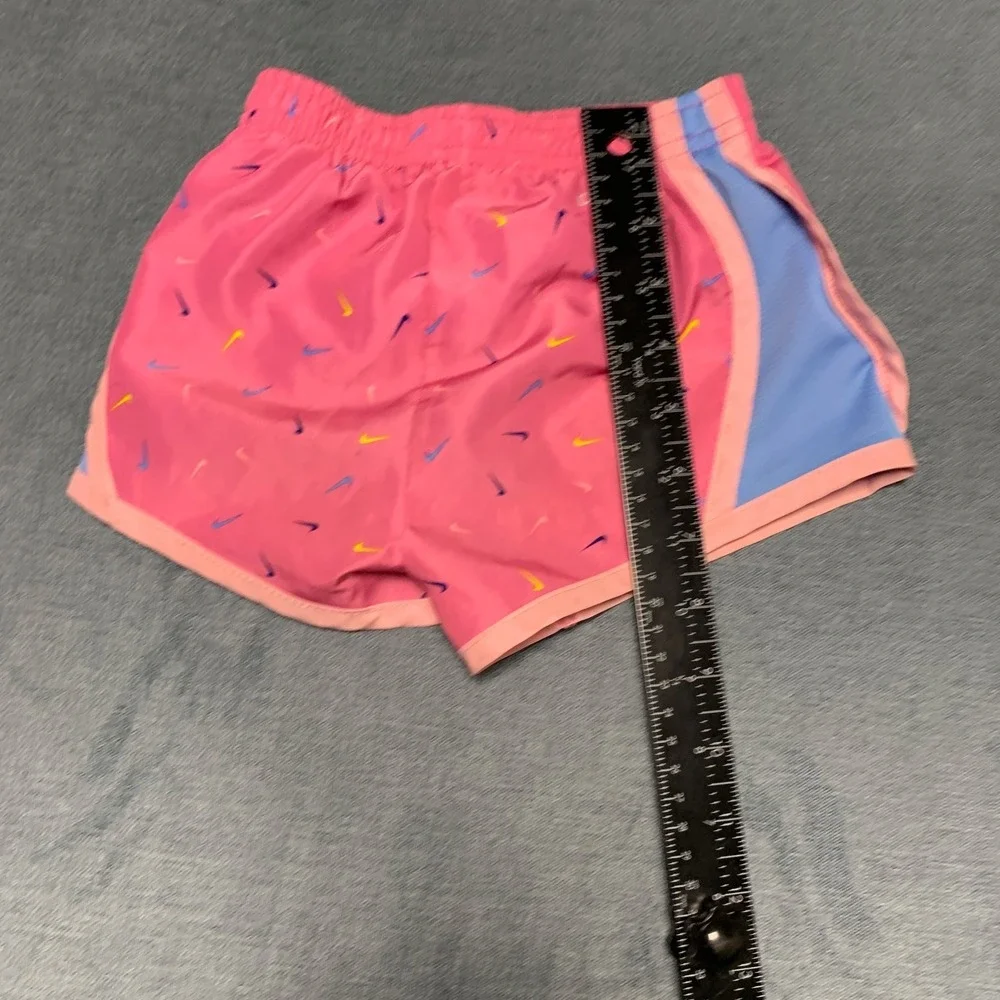 Nike Dri-Fit Tempo Shorts Girls 2T 1-2Yrs Pink Blue All-Over Micro-Swoosh Logo